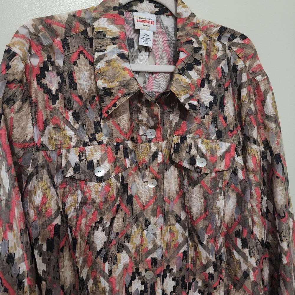 Ruby Rd. Favorites Collared Button Front Patterne… - image 3